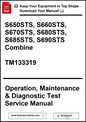 Manual cover for agricultural equipment with text and a download button.
