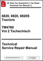 Technical service repair manual for 6820, 6920, 6920S tractors with Czech text on a white background.