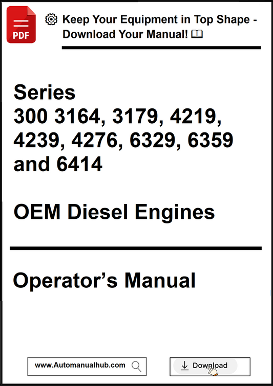 Operator's manual for OEM diesel engines with model numbers on a white background