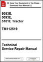 Technical Service Repair Manual for 5083E, 5093E, and 5101E Tractor with download prompt.