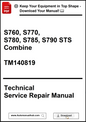 Technical Service Repair Manual for agricultural equipment models S760 to S790 STS Combine, with a download prompt.