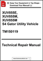 Technical repair manual for XUV855E, XUV855M, XUV855M S4 Gator Utility Vehicle with a download prompt.