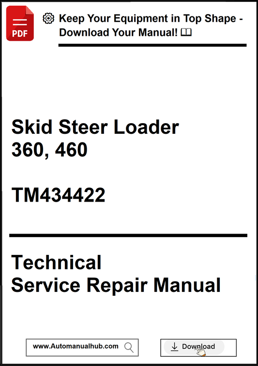 Technical service repair manual for Skid Steer Loader 360, 460 with download information.
