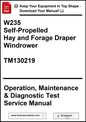 Manual cover for W235 Self-Propelled Hay and Forage Draper Windrower with contact information.