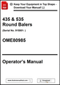 John Deere 435 and 535 Round Balers (Serial No. 915001- ) Operator’s Manual OME80985 - PDF