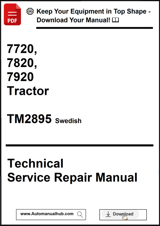 Technical Service Repair Manual for 7720, 7820, 7920 Tractor with download prompt.