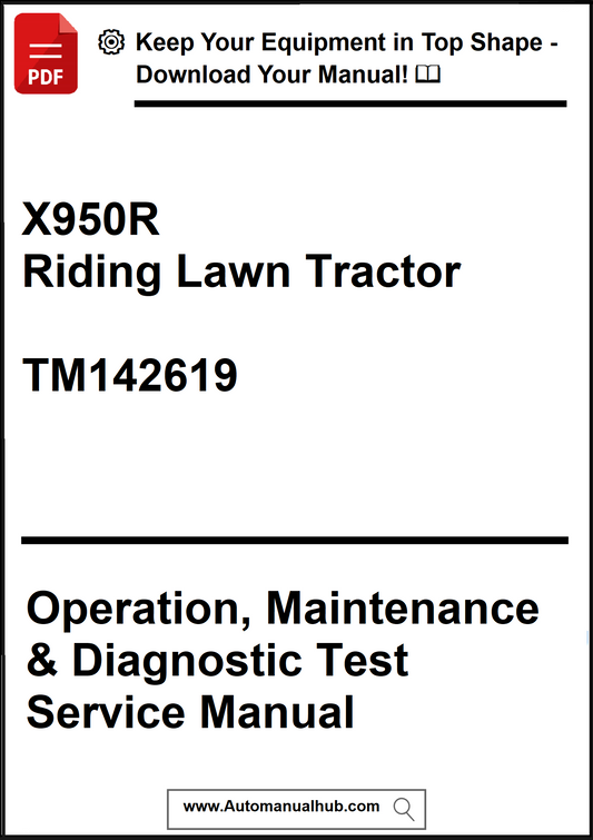 Manual for X950R Riding Lawn Tractor with contact information and website URL.