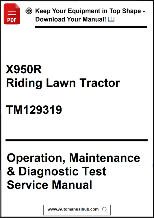 Manual for X950R Riding Lawn Tractor with contact information and website URL.