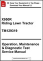 Manual for X950R Riding Lawn Tractor with contact information and website URL.