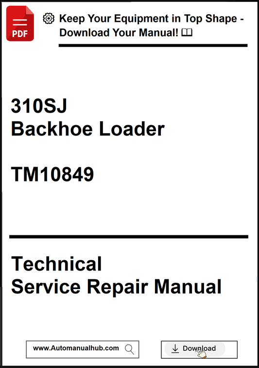 Technical Service Repair Manual for 310SJ Backhoe Loader with download prompt.