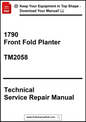 Technical service repair manual for a 1790 Front Fold Planter with model number TM2058 on a white background.