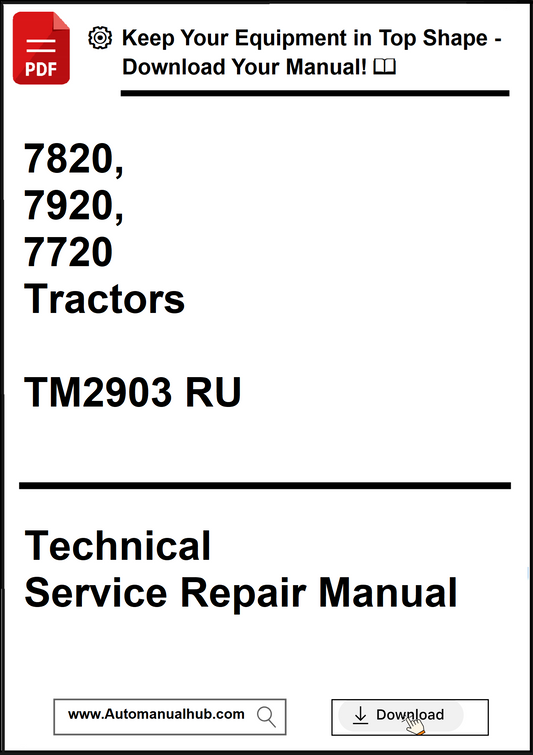 Technical Service Repair Manual for 7820, 7920, 7720 Tractors with download prompt.