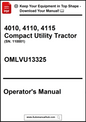 Operator's manual for 4010, 4110, 4115 Compact Utility Tractor with contact information.