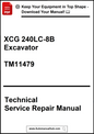 Technical service repair manual for XCG 240LC-8B Excavator with download prompt.