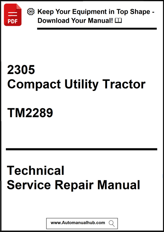 Technical service repair manual for a compact utility tractor with contact information.