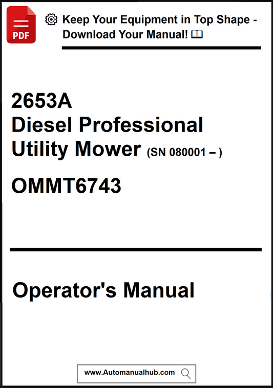 Operator's manual for a 2653A Diesel Professional Utility Mower on a white background