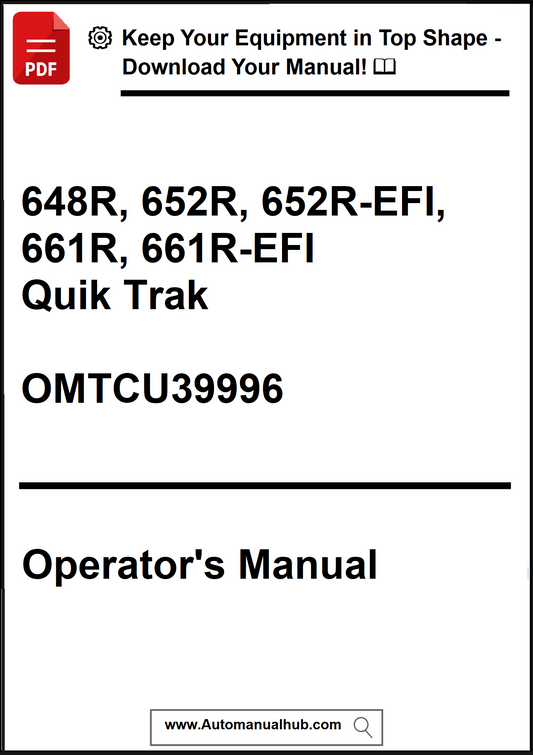 Operator's manual for Quik Trak equipment models with a download prompt.