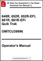 Operator's manual for Quik Trak equipment models with a download prompt.