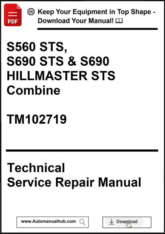 Technical Service Repair Manual for S560 STS, S690 STS & S690 HILLMASTER STS Combine with download prompt.