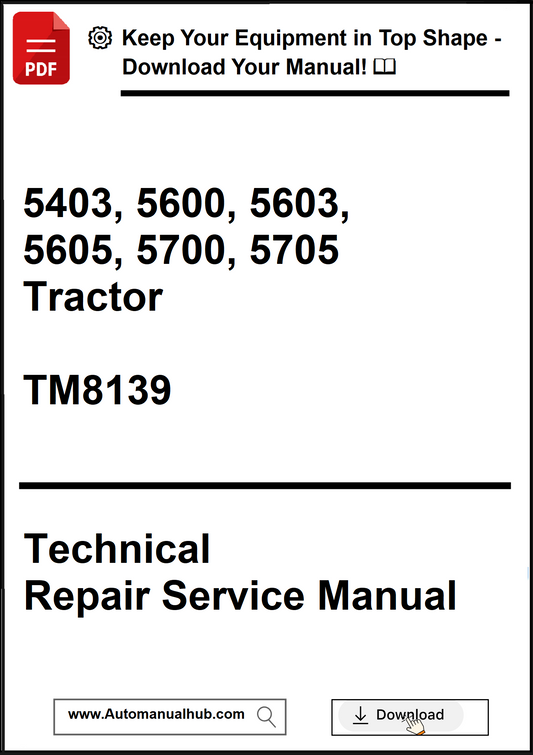 Technical repair service manual for tractors with contact information and download link.