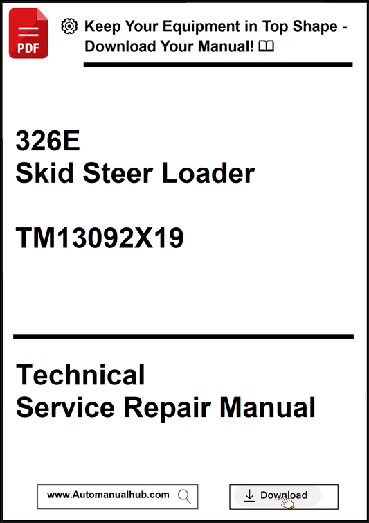 Technical service repair manual for a 326E Skid Steer Loader with download options.
