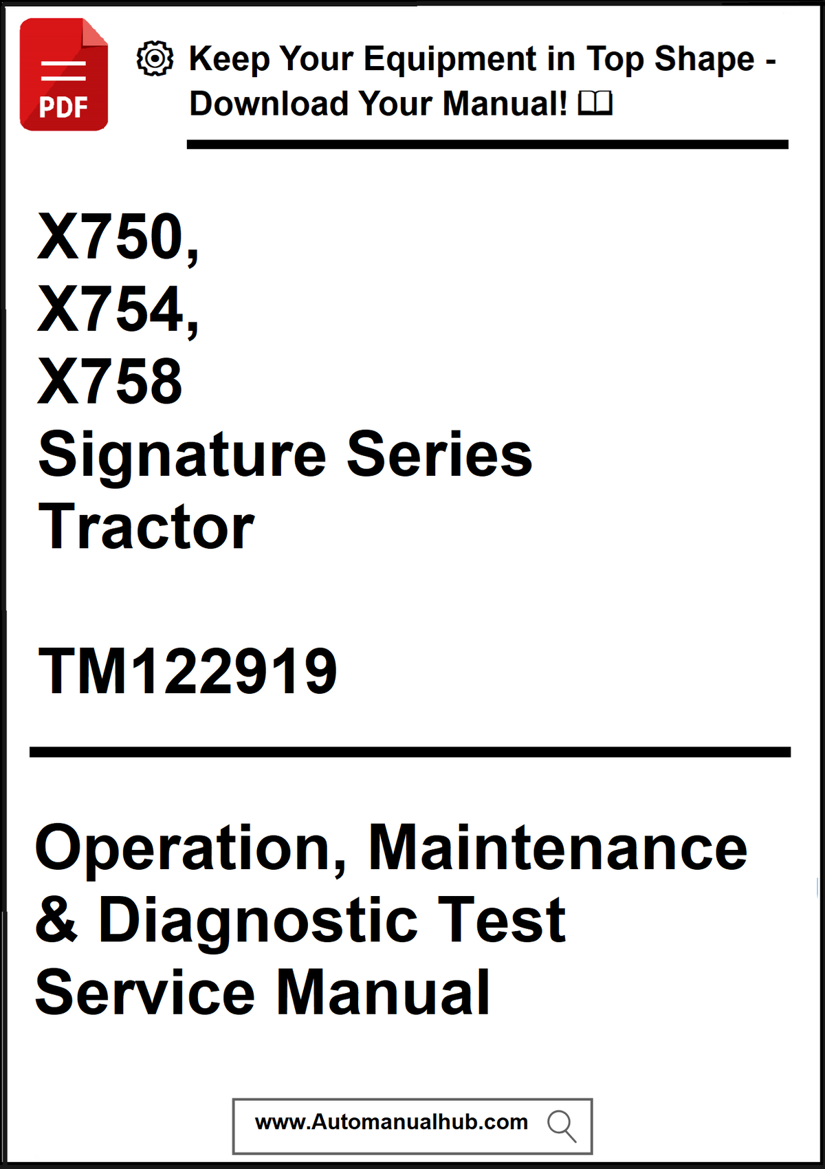 Manual cover for Signature Series Tractor with text and branding elements.