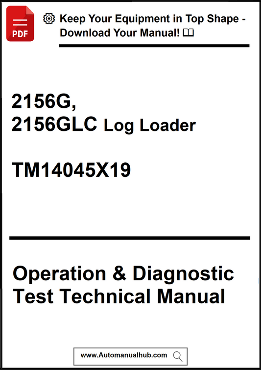 Technical manual cover for 2156G and 2156GLC Log Loader with download information.