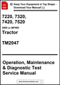 Manual cover for 7220, 7320, 7420, 7520 2WD or MFWD Tractor with TM2047 on a white background.