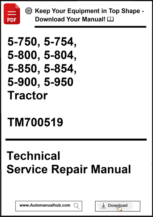 Technical Service Repair Manual for tractors with model numbers and download information.
