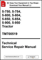 Technical Service Repair Manual for tractors with model numbers and download information.