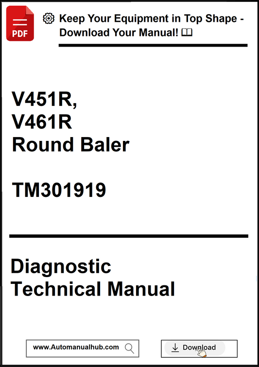 Diagnostic Technical Manual for V451R and V461R Round Baler with download prompt.