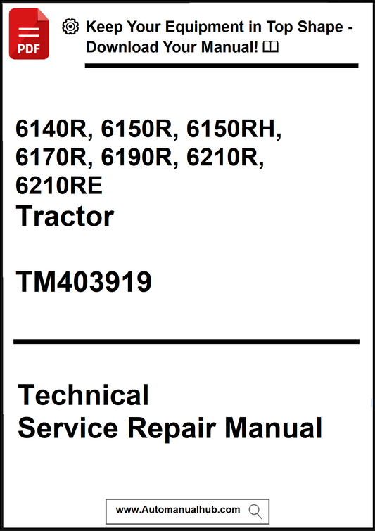 Technical service repair manual for tractors with model numbers listed on a white background.