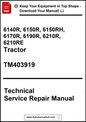 Technical service repair manual for tractors with model numbers listed on a white background.