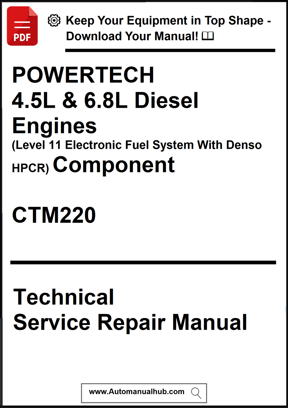 Technical service repair manual for POWERTECH diesel engines on a white background
