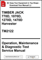 Manual cover for Timber Jack harvester models with download information.