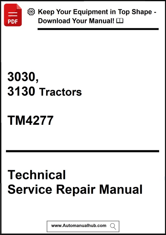 Technical Service Repair Manual for 3030 and 3130 Tractors with promotional text at the top.