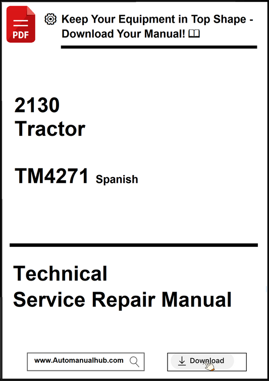 Technical Service Repair Manual for a 2130 Tractor in Spanish, with download options.