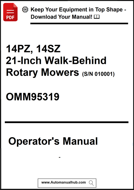 Operator's manual for 21-inch walk-behind rotary mowers with contact information.