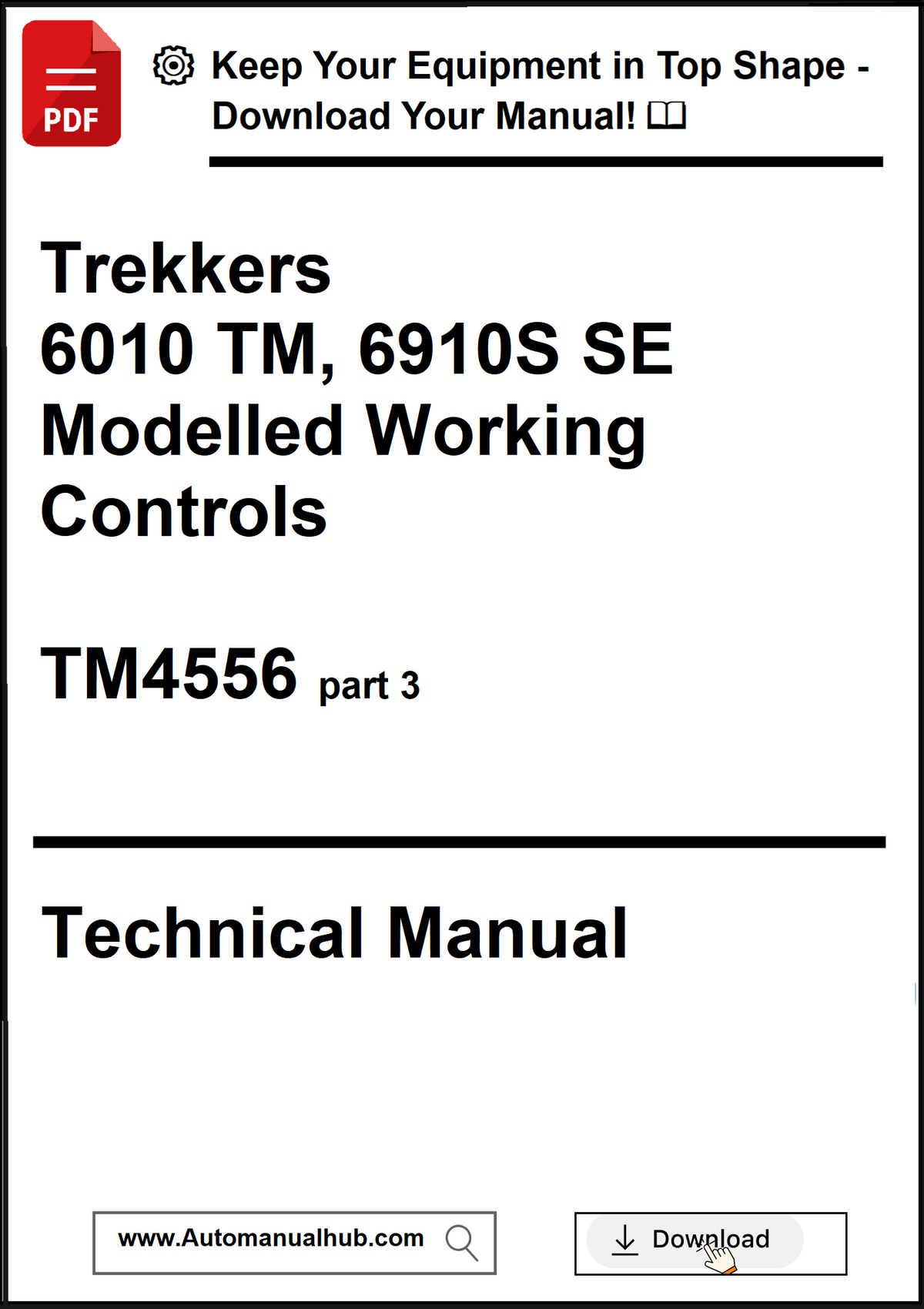 Technical manual cover for Trekkers 6010 TM, 6910S SE with download prompt.