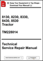 Technical Service Repair Manual for tractors with model numbers and a download prompt.