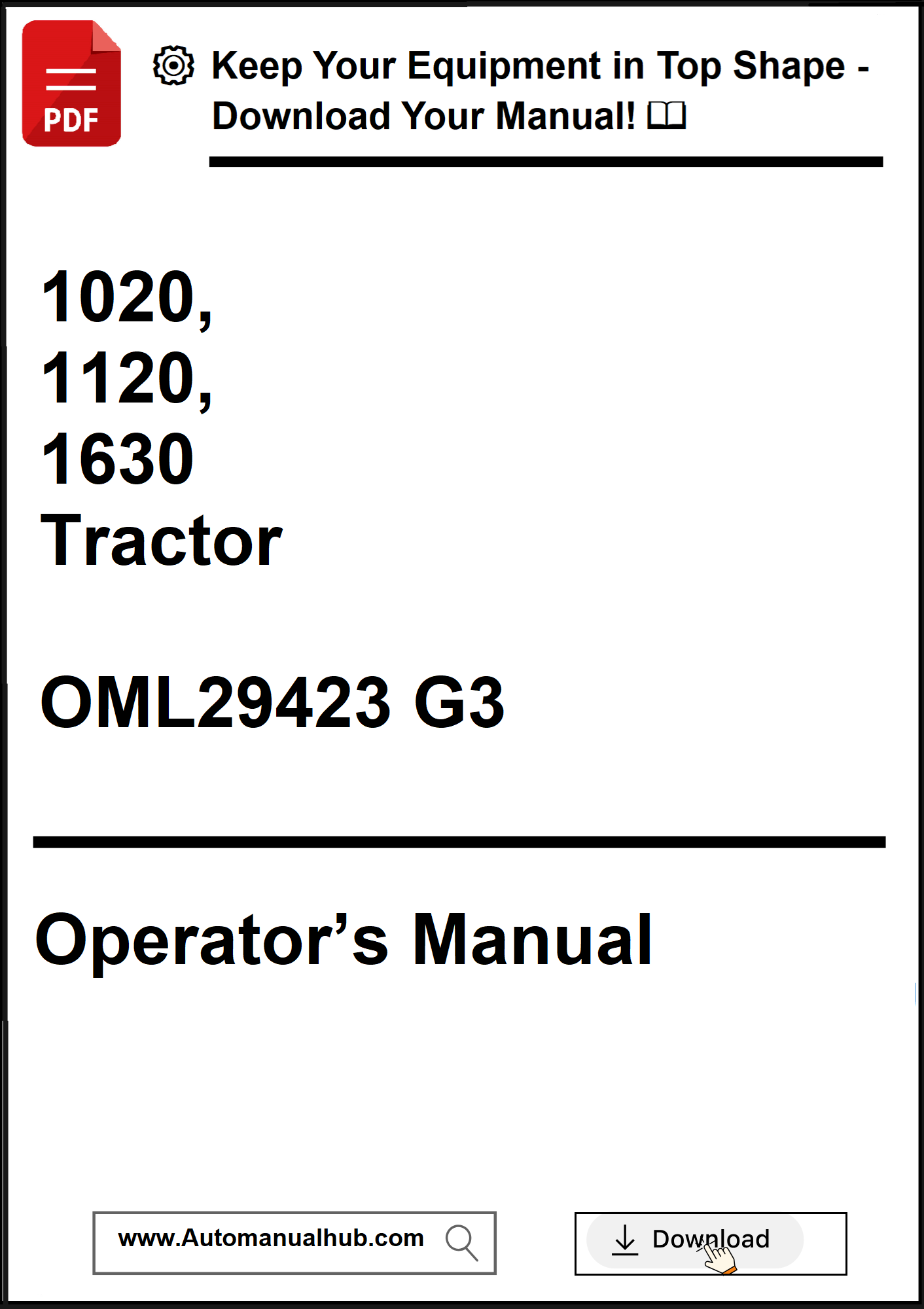 John Deere 1020, 1120, 1630 Tractor Operator’s Manual OML29423 G3 - PDF