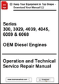 Cover of an operation and technical service repair manual for OEM diesel engines with a download prompt.