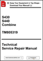 Technical Service Repair Manual for S430 and S440 Combine with download prompt.