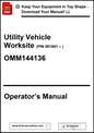 Utility Vehicle Worksite operator's manual with a download prompt on a white background