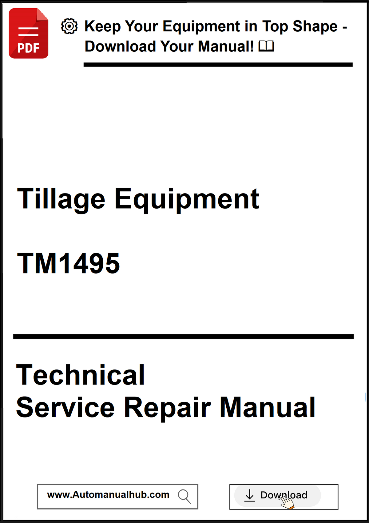 Technical service repair manual for tillage equipment with a download prompt.