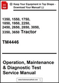 Manual cover for tractor operation, maintenance, and diagnostic test service with model numbers listed.