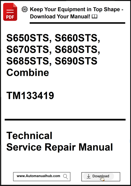 Technical Service Repair Manual for agricultural equipment models S650STS to S690STS with download link.