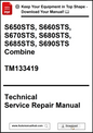 Technical Service Repair Manual for agricultural equipment models S650STS to S690STS with download link.