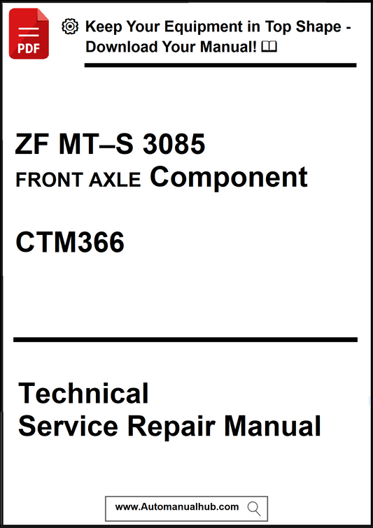 Technical service repair manual for ZF MT-S 3085 front axle component with CTM366 on a white background.