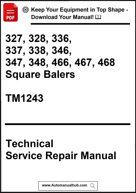 Technical Service Repair Manual for square balers with contact information and website URL.